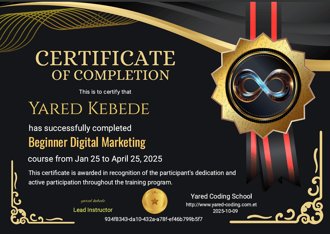 Professional Tech Certification - Yared Technology School Ethiopia - Digital Marketing, Software Engineering, Data Analytics